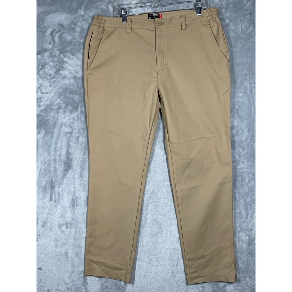 Thousand Miles All Day Chino Pants Tan Khaki Stretch Travel Commuter Mens XXL